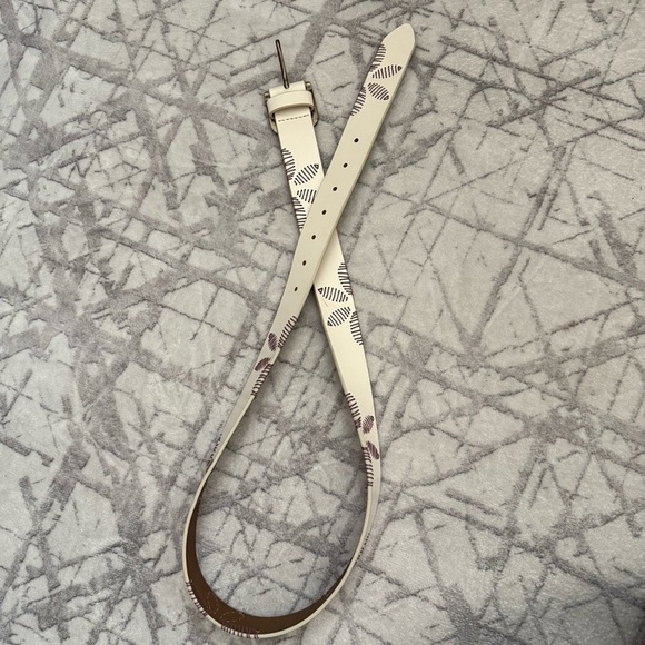 Free People Lyra Belt Cream Leather Stitched Boho Western M/L main image 3